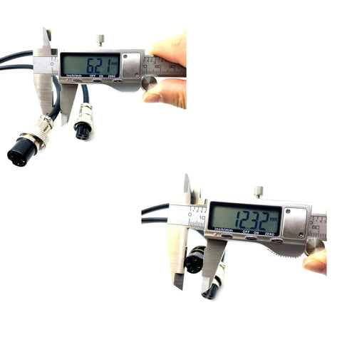 Caliper measuring GX16 4 Pin Double Female Aviation Cordset For Marine And DIY Projects, 20AWG PVC, 1 Meter Length connectors.