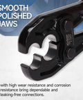 Half-Inch And Three-Quarter-Inch PEX Pipe Crimping Tool With Copper Ring Gauge, smooth polished non-marring jaws detail