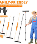 Dual Action Thatch Rake With Two Distinct Tine Profiles For Lawn Dethatching And Soil Care shown with adjustable handles and gloves.