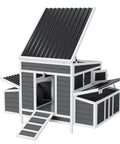 56 Inch Large Chicken Coop With Two Nesting Boxes, Weatherproof Wooden Hen House For Backyard Or Farm, Pull Out Tray, Waterproof Roof