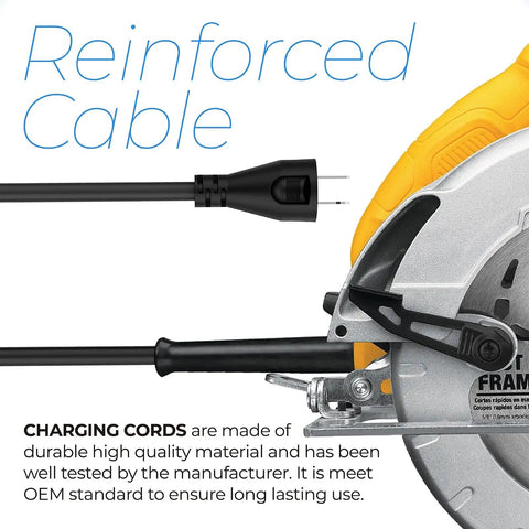 Legit Heavy Duty 8 Foot 18 Gauge 2 Wire Replacement Power Cord Bare Prongs For Drill Polisher And Sander Compatible With Black And Decker And Porter Cable Rock Solid Shop Gear, close-up of plug.