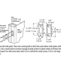 Diagram showing installation of Heavy Duty Tough As Nails Bronze Finish Steel Security Deadbolt Door Lock Strike With Dual Plates