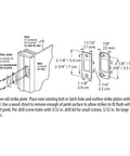 Heavy Duty 2 Piece Deadbolt Strike Plate With Hardcore Stamped Steel Construction dimensions and installation instructions