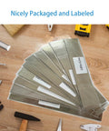 Front view: 30-piece shim stock assortment, 1 in x 6 in stainless steel strips (304), 10 thickness sizes