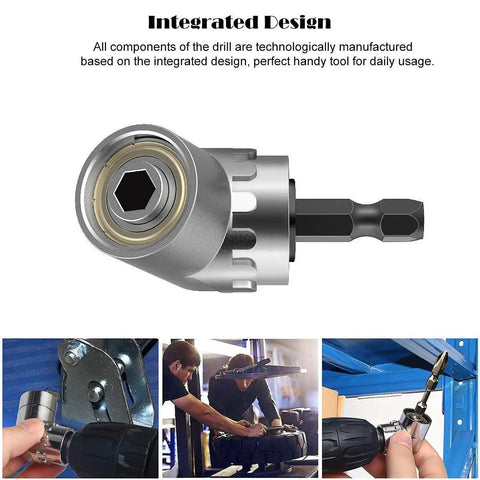 All In One 7mm To 19mm Ratchet Universal Socket Set For Drill And Power Driver with 105 Degree Right Angle Extension in use