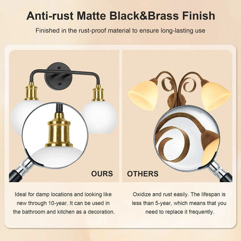 Comparison of Dope Two Light Vanity Light Over Mirror 17 Inch Black And Gold Wall Sconce Lighting With competitor product