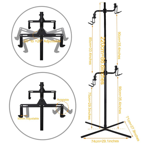Freestanding Four Bike Storage Rack With Adjustable Gravity Hanger, Keeps Mountain And Road Bikes Safe In Garage Or Home