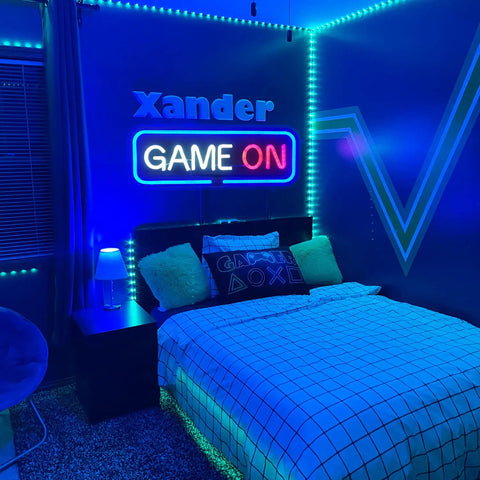 Blue Neon Gaming Sign Dimmable USB Powered Wall Decor for Game Room Bedroom and Man Cave Bright LED Neon Light Gift for Gamers