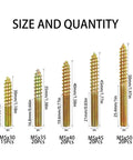 Heavy Duty Double Ended Hanger Bolt Assortment Kit For Furniture Assembly And Weekend DIY Fixes Precision Engineered Hardware Set showing sizes and quantities.