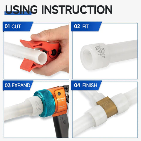 Using instruction of Killer PEX Expansion Tool Kit For F1960 ProPEX Systems with radial cutter and manual expander heads