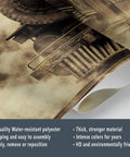 Close-up of Retro Steam Train Wall Mural for Living Room and Bedroom Featuring an Old Locomotive on HD silk cloth material
