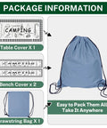 Three Piece Picnic Table Cover Set With Bench Covers, Elastic Edges, Farm Plaid Fitted Tablecloth, 72 Inch Outdoor Patio Camping Essentials, Waterproof And Windproof, Includes Drawstring Storage Bag package information