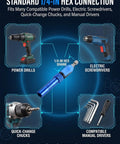 Three In One Magnetic Socket Bit Set With Adjustable Quarter Inch Hex Holder Magnetic Screwdriver Attachment And Extension Adapter For Quick Install And Stable Screw Alignment, 1/4-inch hex shank