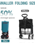 300L Heavy Duty Foldable Wagon With Tailgate And All Terrain Wheels, 550Lb Load Capacity, compact fold comparison with another wagon