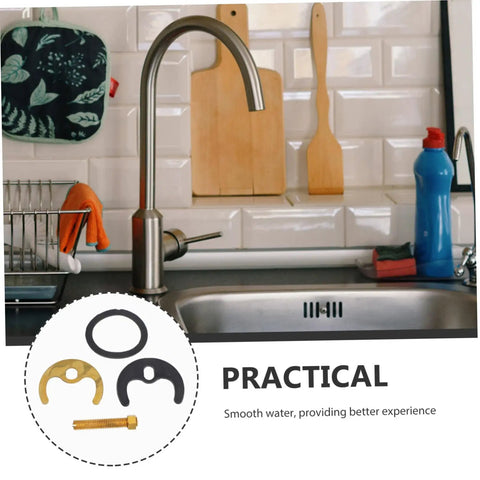 Rock Solid Kitchen Faucet Repair Kit Featuring Copper Horseshoe Gasket And Heavy Duty Mounting Nut Replacement Parts For Sinks Quick Swap No Fuss Plumbing Fix in a kitchen setting with sink and wooden utensils.