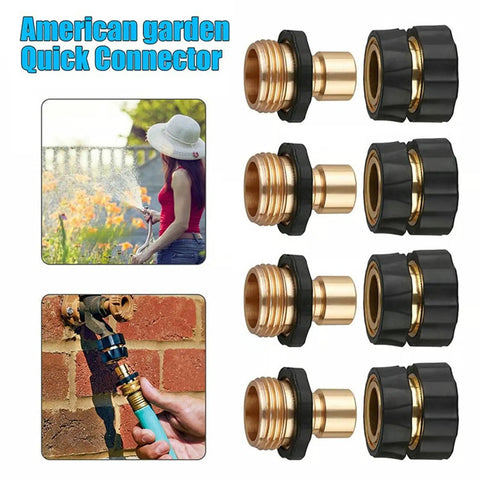 3/4 Inch Garden Hose Quick Connect Kit with Snap to Lock Design, 4 Sets, Male and Female Connectors, Universal Fit Adapter