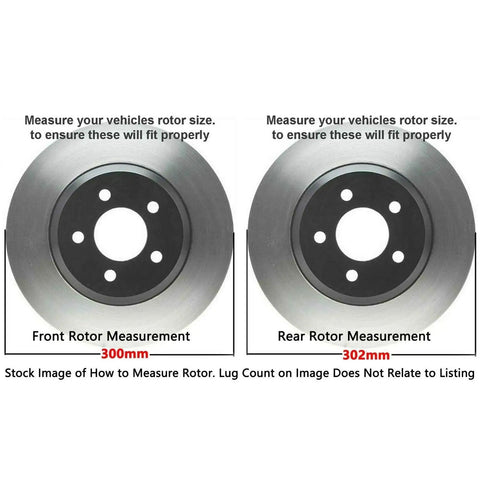 Hella Reliable Brake Rotor And Pad Kit For 2013 To 2016 Ford Fusion Lincoln Mkz showed front 300mm and rear 302mm rotor measurements.