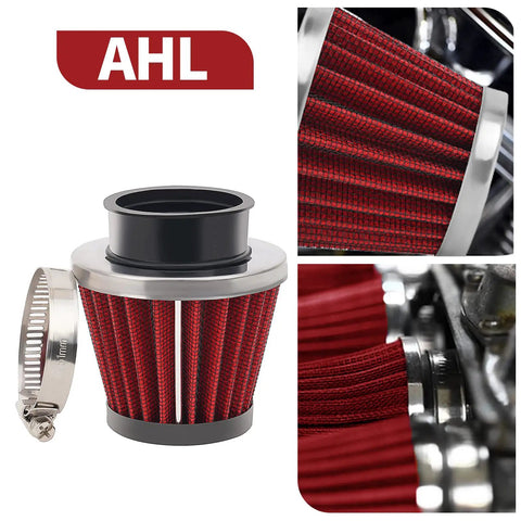Universal 42mm Air Filter for Pod and 150cc to 250cc motorcycles, showing filter and clamp, high-performance filtration element.