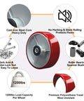 Beefed-Up Heavy Duty 6 Inch By 2 Inch Polyurethane Tread On Cast Iron Caster Wheels, 1/2 Inch Bore, 3/4 Inch Roller Bearing image