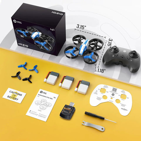 Indoor Nano Drone For Kids And Beginners With Auto Hover And Toss To Launch Circle Fly And 3D Flips Headless Mode Altitude Hold Includes 3 Batteries Dope Gift For Boys And Girls In Blue Edition setup components displayed