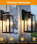 Built Like A Tank Dusk To Dawn Outdoor Wall Light 13 Inch Waterproof Sconce With Smart Sensor, shown in snow and rain.