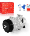 AC Compressor With Clutch For Toyota Camry RAV4 Sienna Keeps Your Ride Frosty Auto AC Assembly Direct Replacement OEM 88310-06440 with packaging and gloves