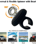 Universal Steering Wheel Spinner Knob With Bearing For Cars, Trucks, SUVs, Boats And More, Smooth One Hand Maneuvering, Silicone Ball Suicide Knob, No Tools Needed, Easy Backing Up And Sharp Turns, Black