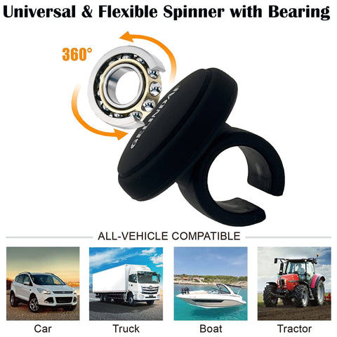 Universal Steering Wheel Spinner Knob With Bearing For Cars, Trucks, SUVs, Boats And More, Smooth One Hand Maneuvering, Silicone Ball Suicide Knob, No Tools Needed, Easy Backing Up And Sharp Turns, Black