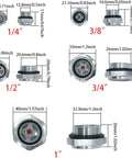 5 Pack Aluminum Oil Sight Glass Kit With One Quarter Inch, One Half Inch, Three Quarter Inch, Three Eighth Inch, And One Inch Male Threads, clear level indicators