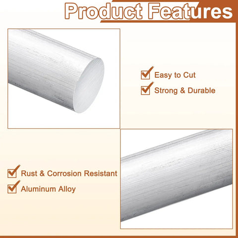 Heavy Duty Aluminum Round Rod 22mm Diameter 305mm Length 6061 Aluminum Bar Stock For Industry And DIY Projects overview showing features