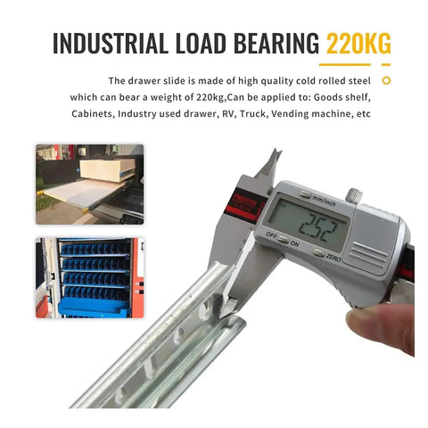 Caliper measures side mount ball bearing drawer slides full extension one pair heavy duty 12 to 50 inch quiet smooth opening rails
