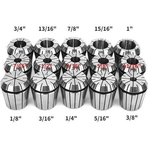 Heavy Duty ER40 Collet Chuck Set With Ergonomic Handle Spanner And 15 Precision Collets For CNC Milling showing 15 collets sizes.