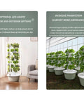 Hydroponics Growing System With LED Grow Light And Hydrating Pump, Five Floor Tower Kit With Net Pots For Indoor Soilless Gardens