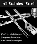 Pro Grade Stainless Grill Tools Set 3 Piece BBQ Utensils Spatula Tongs Fork With Insulated Glove Built For Outdoor Grillin Rubber Free Design Keeps Handles From Getting Sticky Durable All Stainless Steel Gear