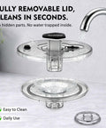 Big Ol 6.3 Qt Salad Spinner With Fully Removable Lid being washed under running water, showing its easy-to-clean design.