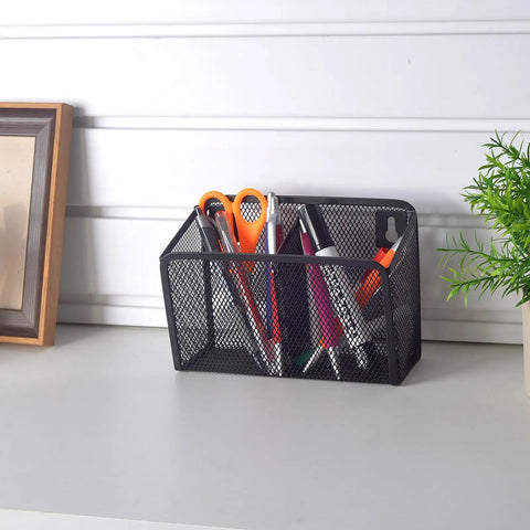 Must Have Wall Mounted Pencil Holder With Slatwall J Hooks Stationery Organizer for markers, pencils, and erasers on desk