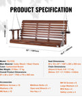 Wood Porch Swing 5.5Ft With Heavy Duty 880 Lb Capacity For Outdoor Patio Garden Hangout Built To Last Durable Fir Wood With Galvanized Chains Weatherproof Brown with product specifications.