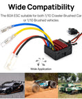 60A Waterproof Brushed ESC For 2-3S LiPo RC Cars Boats Trucks 1/10 Scale Crawler With Tamiya Plug WP1060 Power Witch
