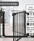 Auto-close design of Extra Wide Baby Gate for Stairs and Doorways 30 Inches Tall with Three Extensions Adjustable 29.3 to 46 Inches.