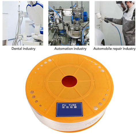 Rugged Transparent Air Hose For Pneumatic Tools And Compressor Damn Tough Polyurethane Tubing on a spool for various industries.