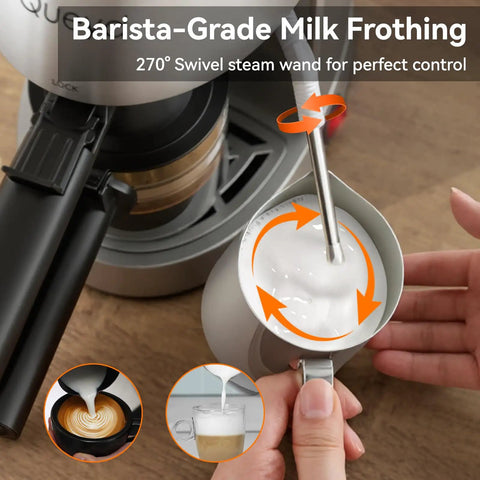Milk frothing with 3.5 Bar 4 Cup Espresso Cappuccino Machine With Milk Frother Stainless Steel Compact Home Espresso Maker