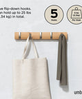 Flip 5 Wall Mounted Hook With Retractable Hooks For Coats Hats Scarves Bags Umbrellas Towels And More with bag and scarf hanging