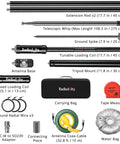 Portable 10 Band HF Antenna For Ham Radio On The Go Vertical Multiband 80m To 6m Antenna With 304 Stainless Connector Tripod And Ground Spike Great For HF Transceivers And POTA Activations components: extension rod, telescopic whip, ground spike, tunable loading coil, and more.