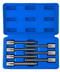 7-piece Extra Long Ball End Hex Bit Socket Set for Three Eighths Inch Drive to Handle Metric Fasteners from Three to Ten Millimeter