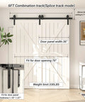 Six Foot Bypass Sliding Barn Door Hardware Kit for Double Wooden Doors with Single Track in Combination Track Mode, 70 Inch Opening