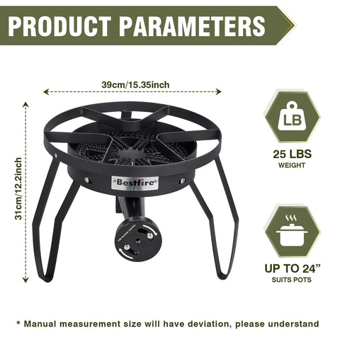 16 Inch Propane Burner Outdoor Stove With Four Foot High Pressure Hose Be The Boss Of Heat 0-20 PSI Adjustable, product parameters
