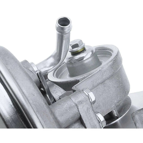 Close-up of Straight Bolt On Vacuum Pump for Ford E150 Econoline 1992 1993 showing metal components and hardware details.