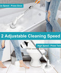 Cordless Spin Scrub Brush With 4 Replaceable Heads And Adjustable Extension Handle, 2 Speed Electric Shower Scrubber