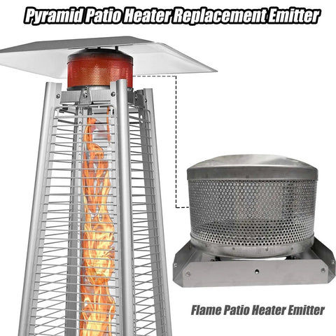 Plug And Play 4 Sided Pyramid Patio Heater Emitter Screen And Base Replacement Kit For Glass Tube Propane Heaters shown with visible emitter screen