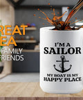 15oz White Sailor Coffee Mug My Boat Is Funny Gift For Boaters And Sailors Lake Lovers Nautical Mug For Boat Captains